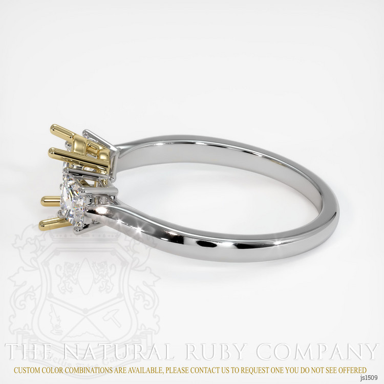 14K Yellow & White Three Stone Ring Setting