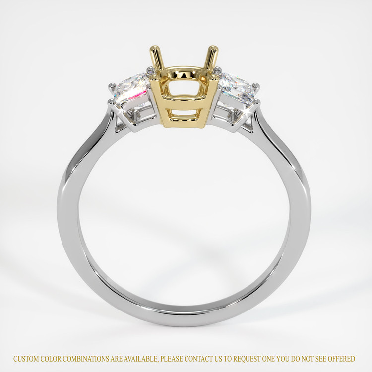 14K Yellow & White Three Stone Ring Setting