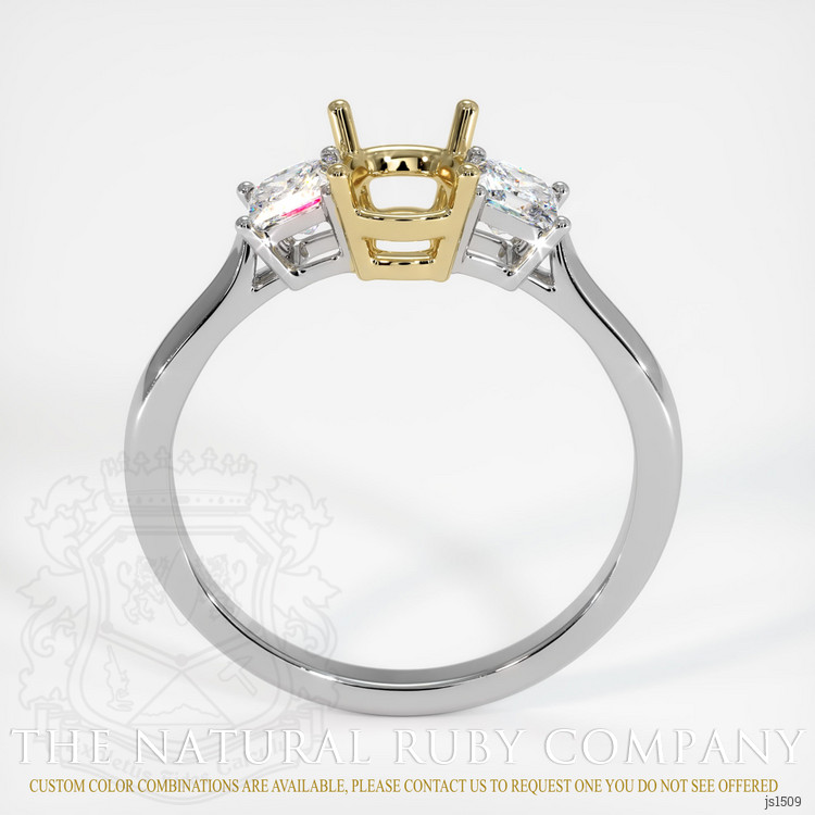 14K Yellow & White Three Stone Ring Setting