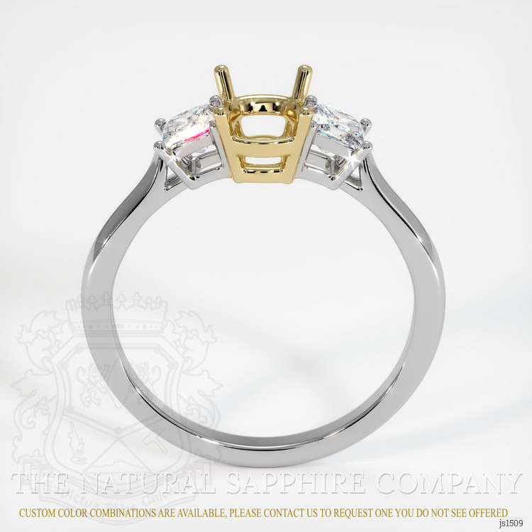 14K Yellow & White Three Stone Ring Setting