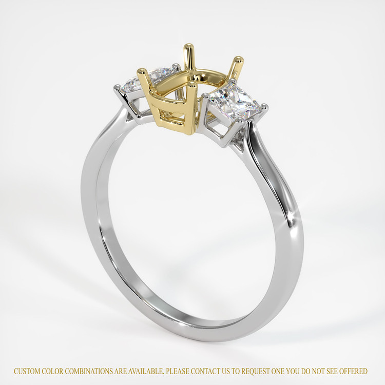 18K Yellow & White Three Stone Ring Setting