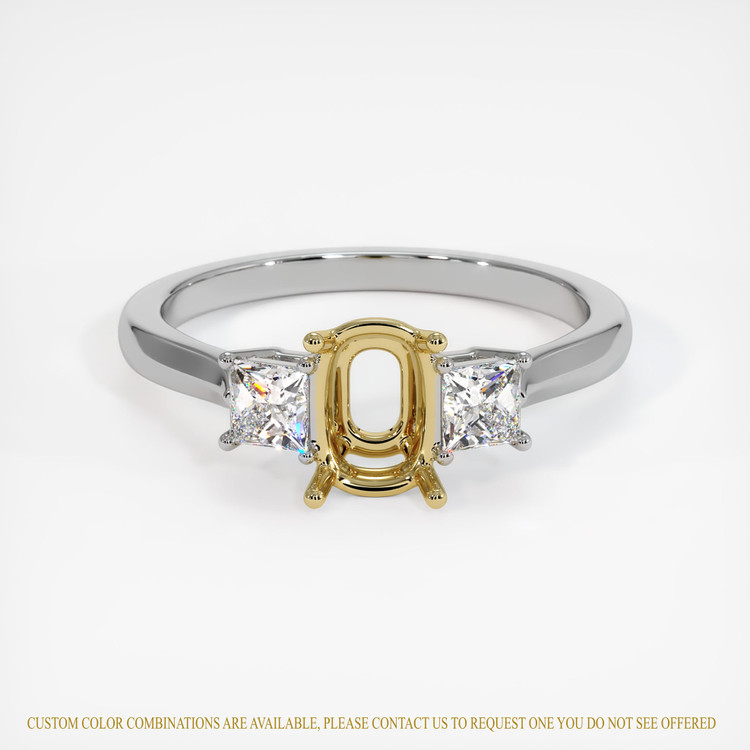 18K Yellow & White Three Stone Ring Setting