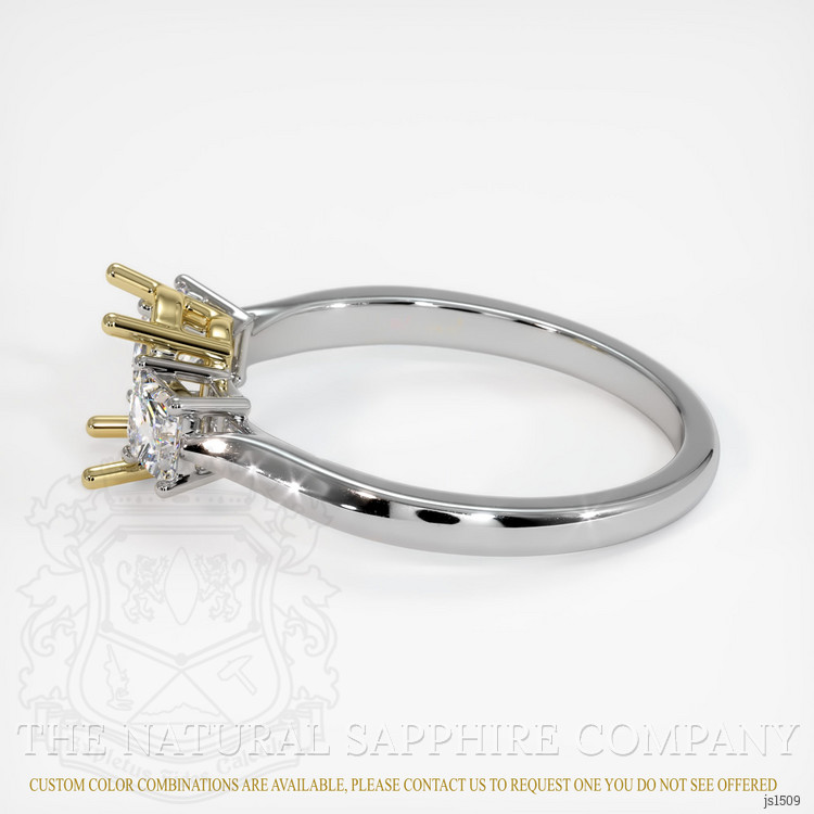 18K Yellow & White Three Stone Ring Setting