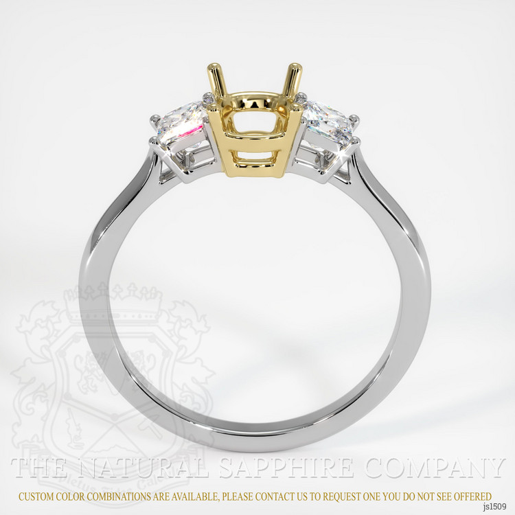 18K Yellow & White Three Stone Ring Setting