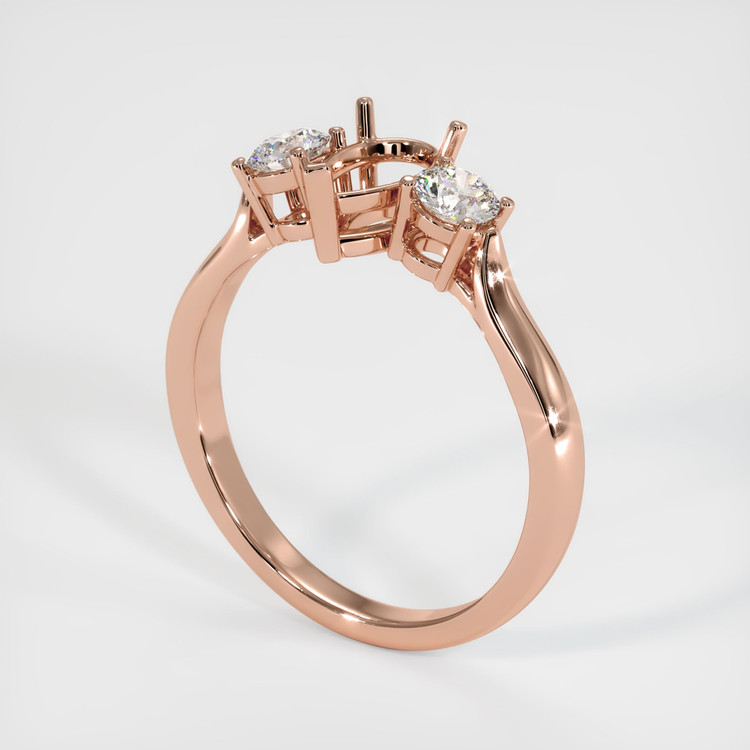 14K Rose Gold Three Stone Ring Setting