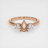 14K Rose Gold Three Stone Ring Setting Image
