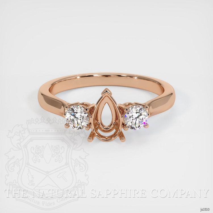 14K Rose Gold Three Stone Ring Setting