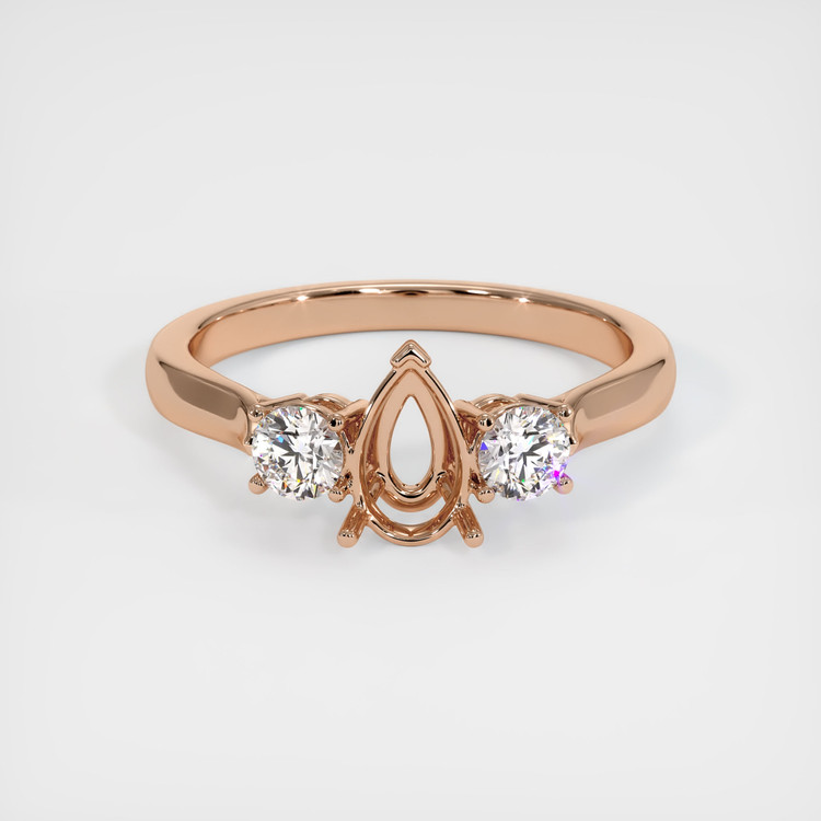 14K Rose Gold Three Stone Ring Setting