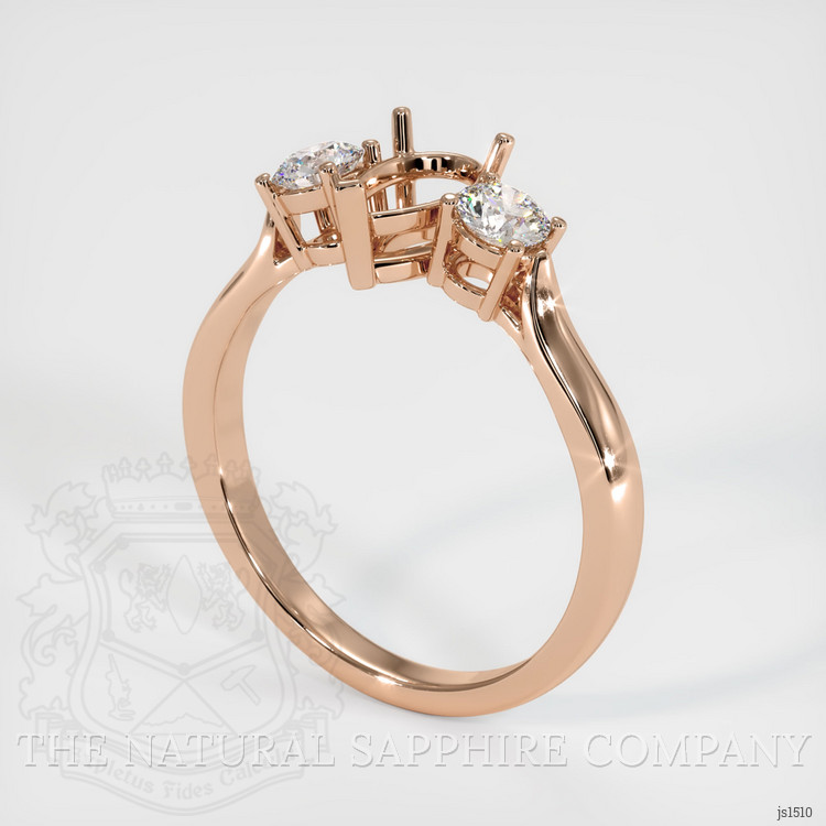 14K Rose Gold Three Stone Ring Setting