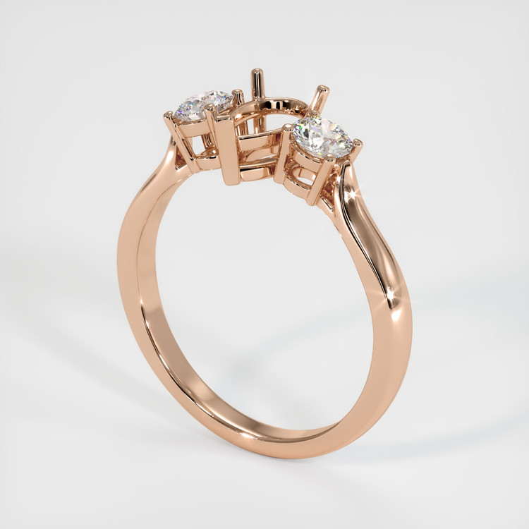 18K Rose Gold Three Stone Ring Setting