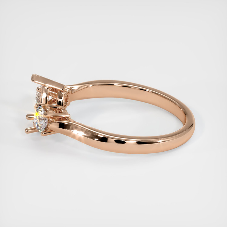 18K Rose Gold Three Stone Ring Setting