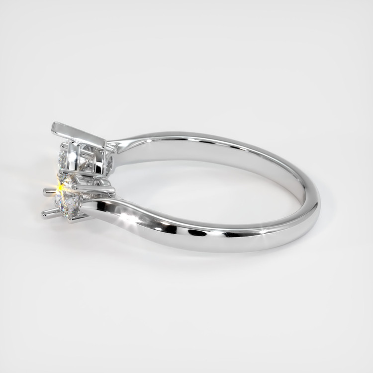 14K White Gold Three Stone Ring Setting