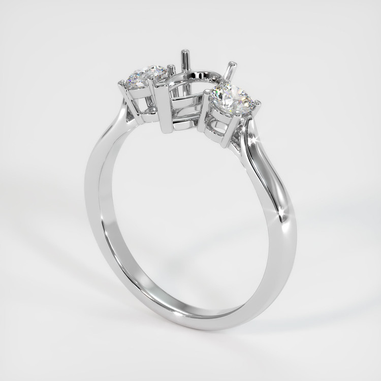 18K White Gold Three Stone Ring Setting