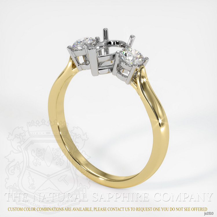14K White & Yellow Three Stone Ring Setting