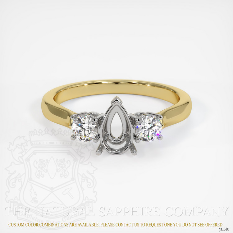 14K White & Yellow Three Stone Ring Setting