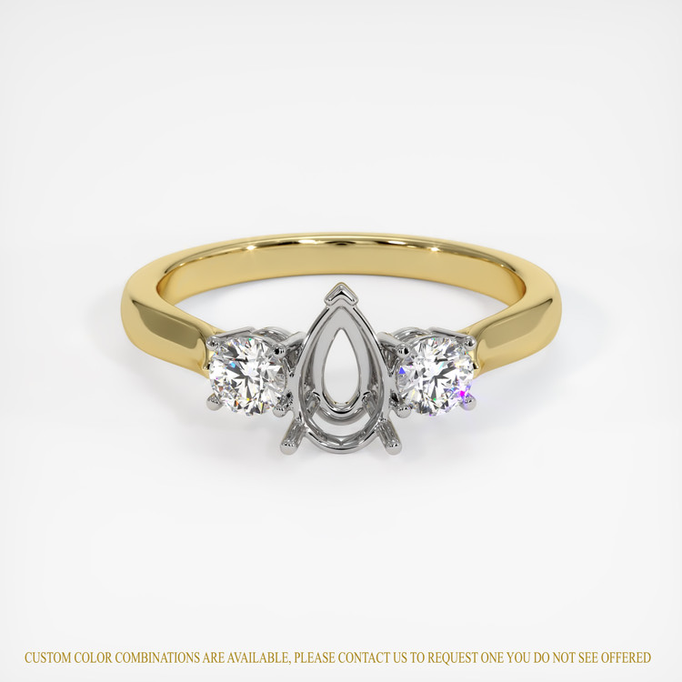 14K White & Yellow Three Stone Ring Setting