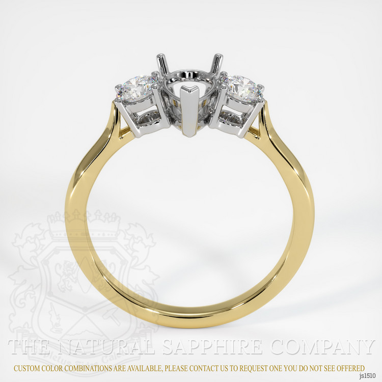 14K White & Yellow Three Stone Ring Setting