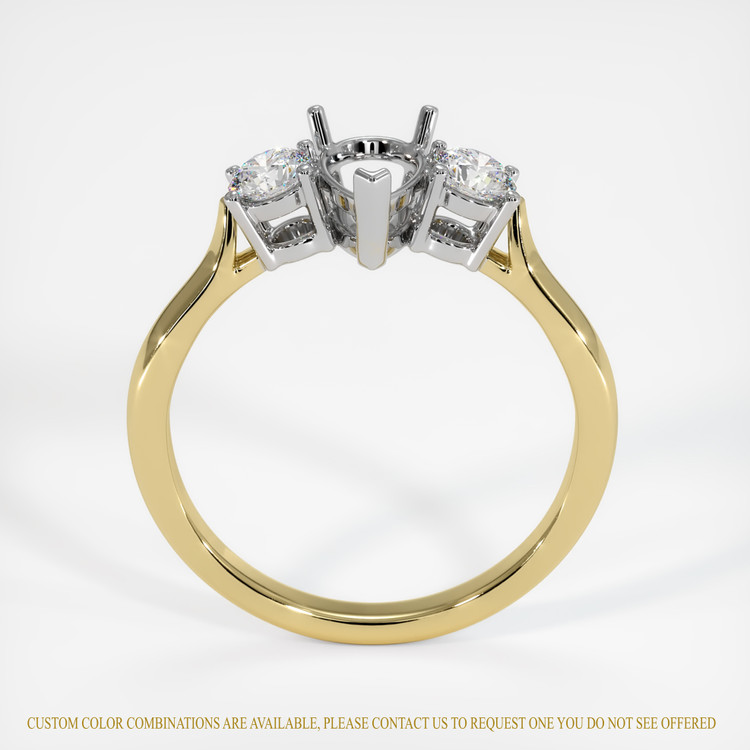 14K White & Yellow Three Stone Ring Setting