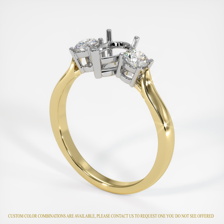 18K White & Yellow Three Stone Ring Setting