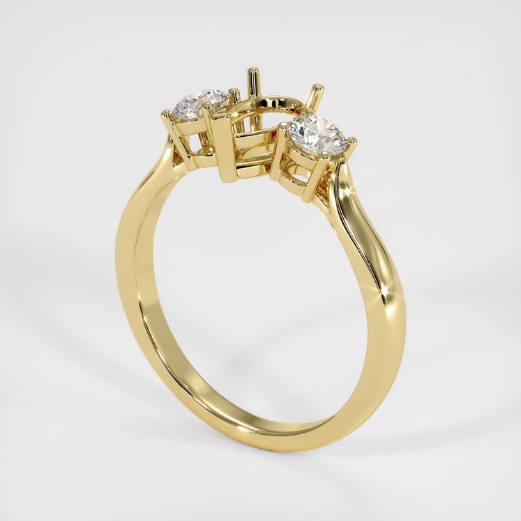 18K Yellow Gold Three Stone Ring Setting