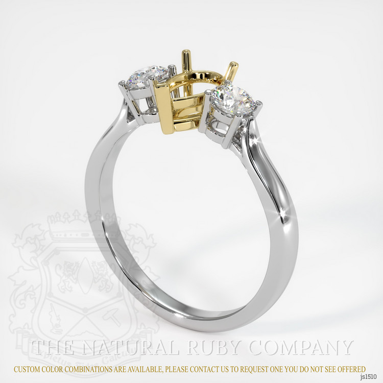 14K Yellow & White Three Stone Ring Setting