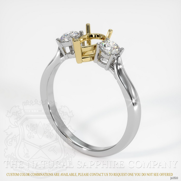 14K Yellow & White Three Stone Ring Setting