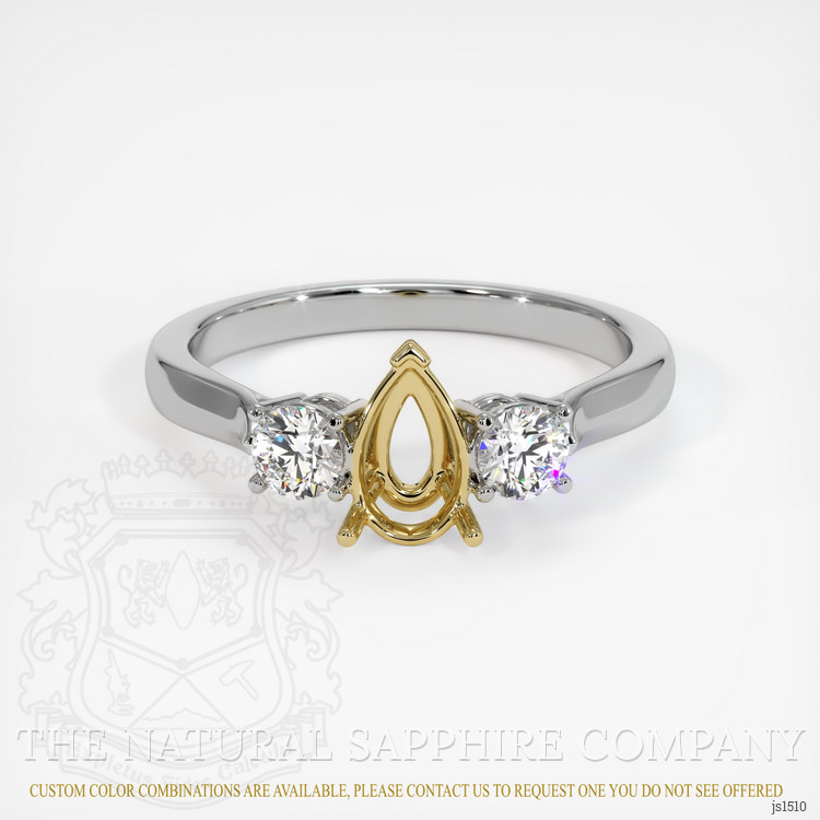 14K Yellow & White Three Stone Ring Setting