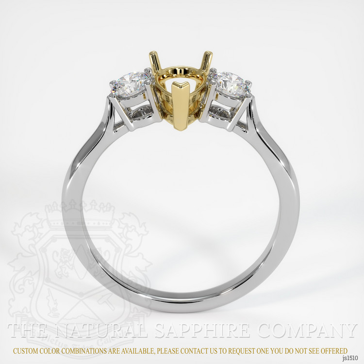 14K Yellow & White Three Stone Ring Setting