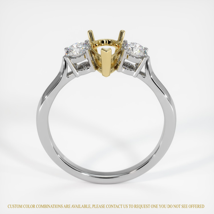 14K Yellow & White Three Stone Ring Setting