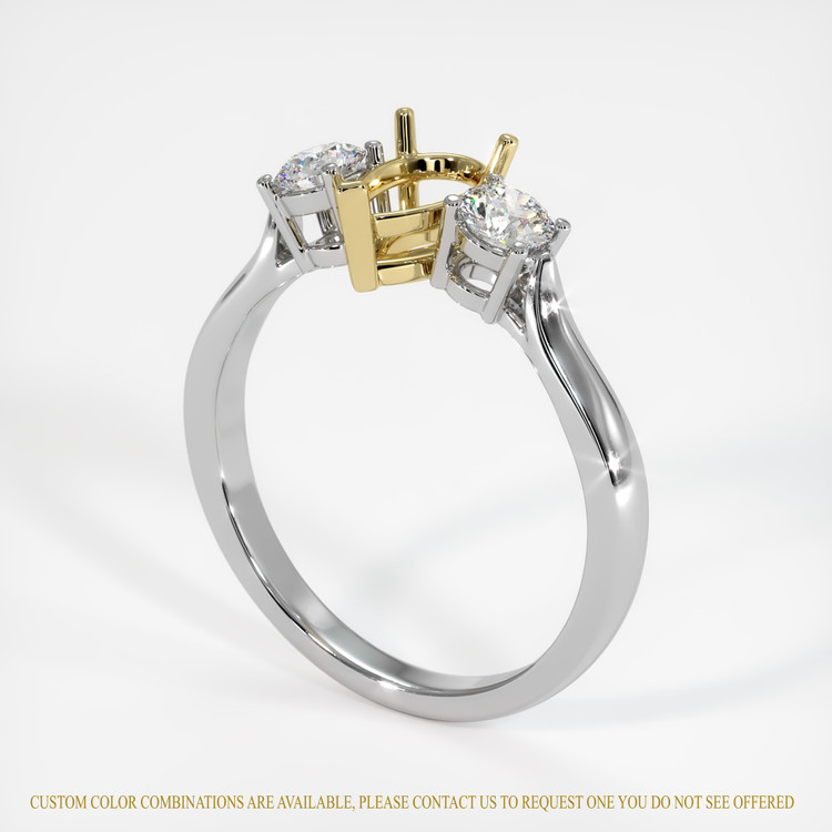 18K Yellow & White Three Stone Ring Setting