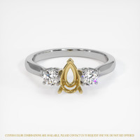 18K Yellow & White Three Stone Ring Setting Image