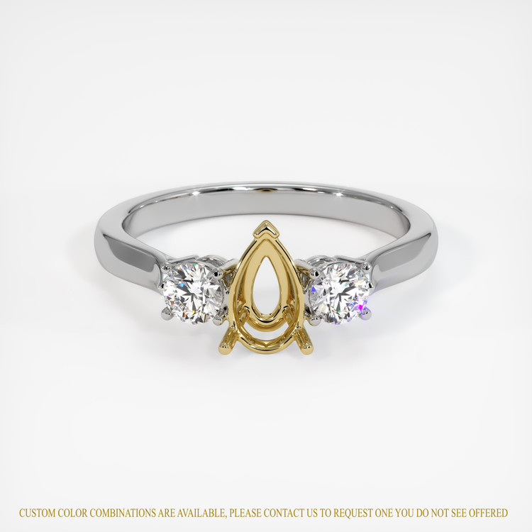 18K Yellow & White Three Stone Ring Setting