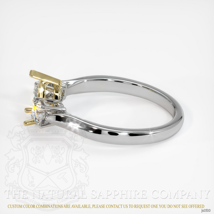 18K Yellow & White Three Stone Ring Setting