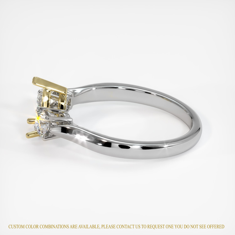 18K Yellow & White Three Stone Ring Setting