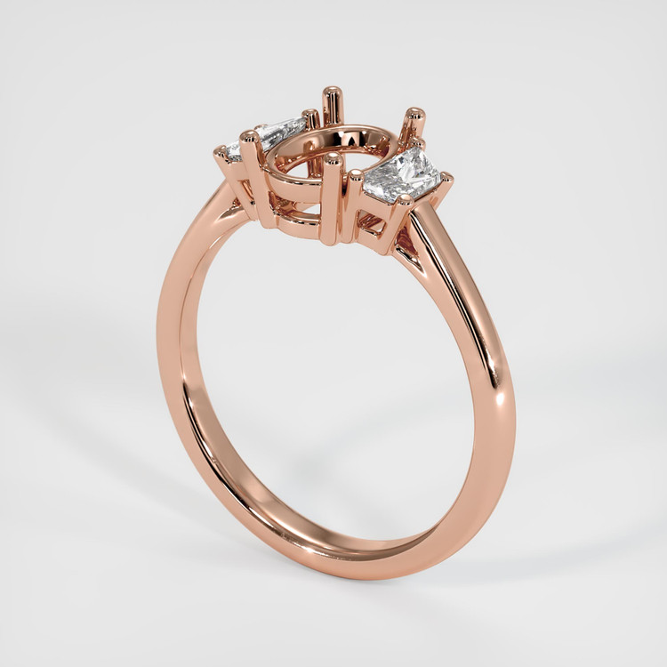 14K Rose Gold Three Stone Ring Setting