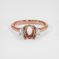14K Rose Gold Three Stone Ring Setting Image
