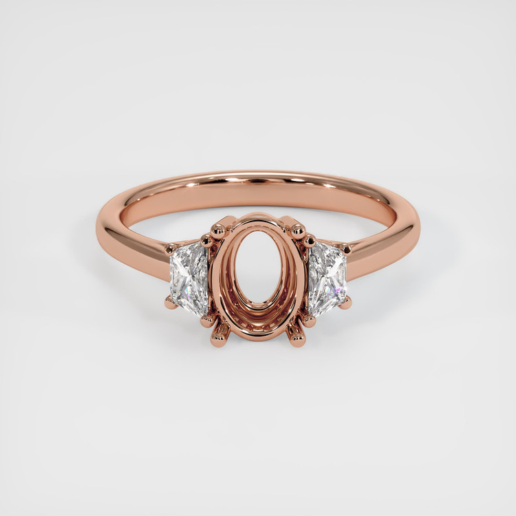 14K Rose Gold Three Stone Ring Setting