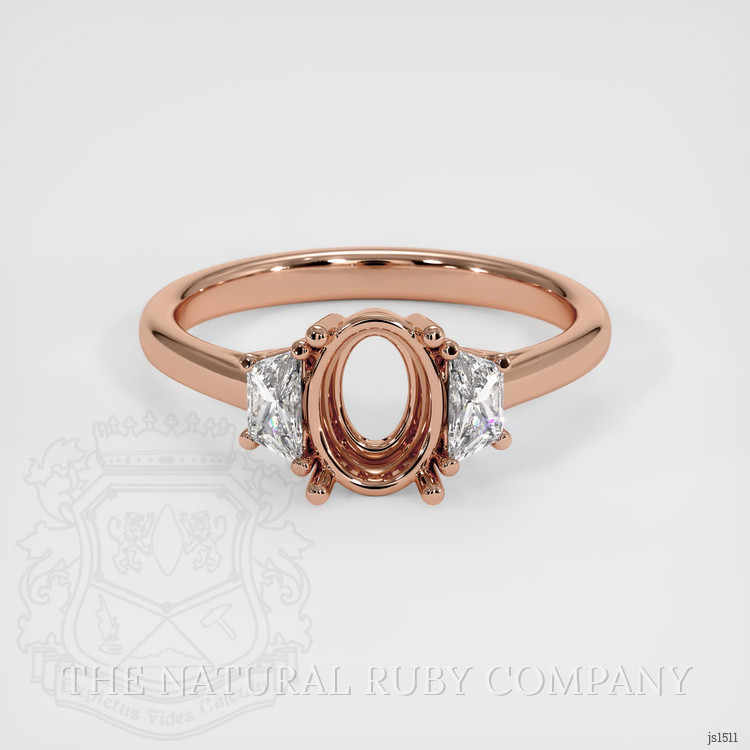 14K Rose Gold Three Stone Ring Setting