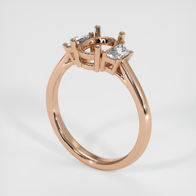 18K Rose Gold Three Stone Ring Setting