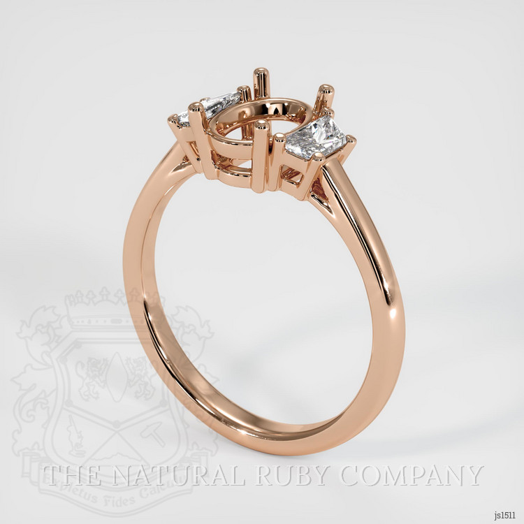 18K Rose Gold Three Stone Ring Setting
