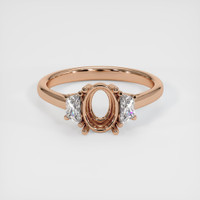 18K Rose Gold Three Stone Ring Setting Image