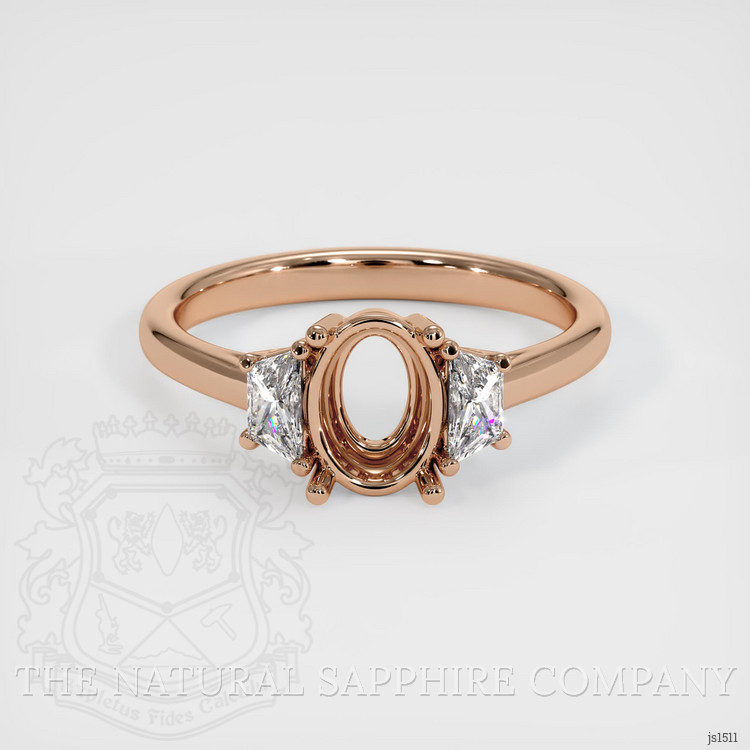 18K Rose Gold Three Stone Ring Setting