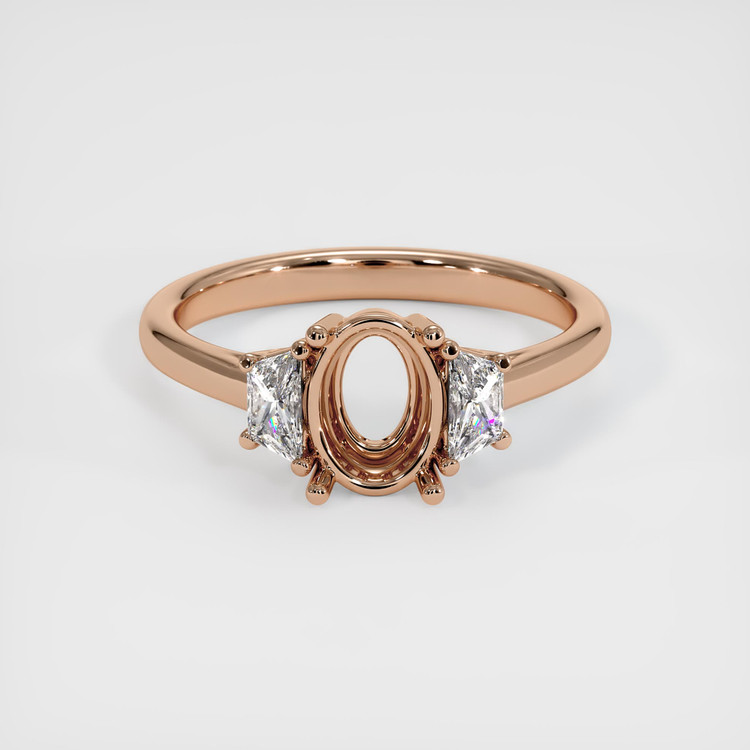 18K Rose Gold Three Stone Ring Setting