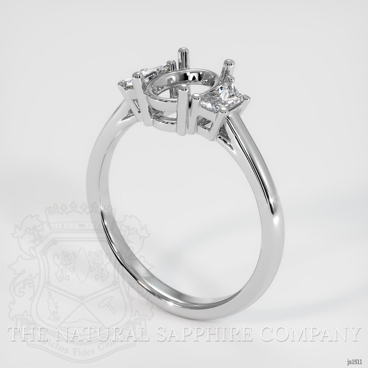 10K White Gold Three Stone Ring Setting