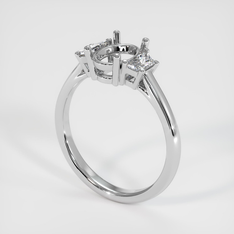 14K White Gold Three Stone Ring Setting