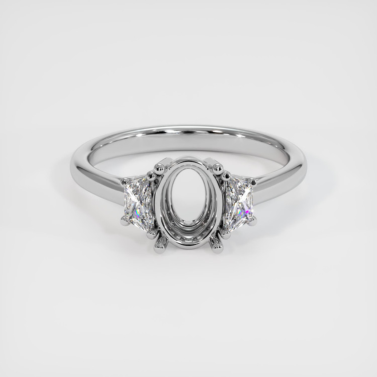 14K White Gold Three Stone Ring Setting