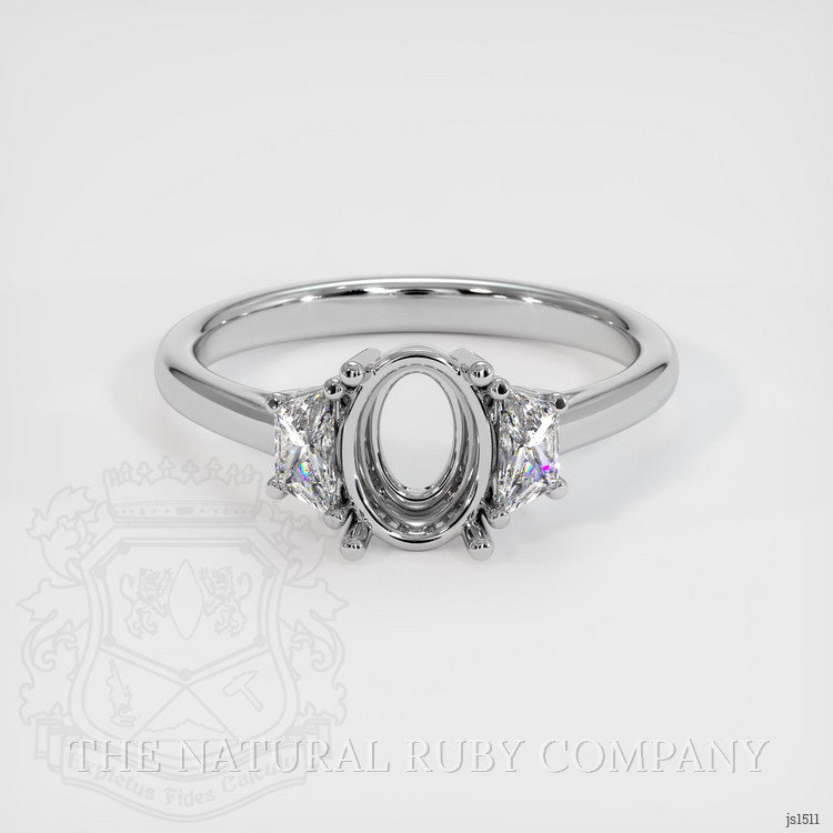 14K White Gold Three Stone Ring Setting