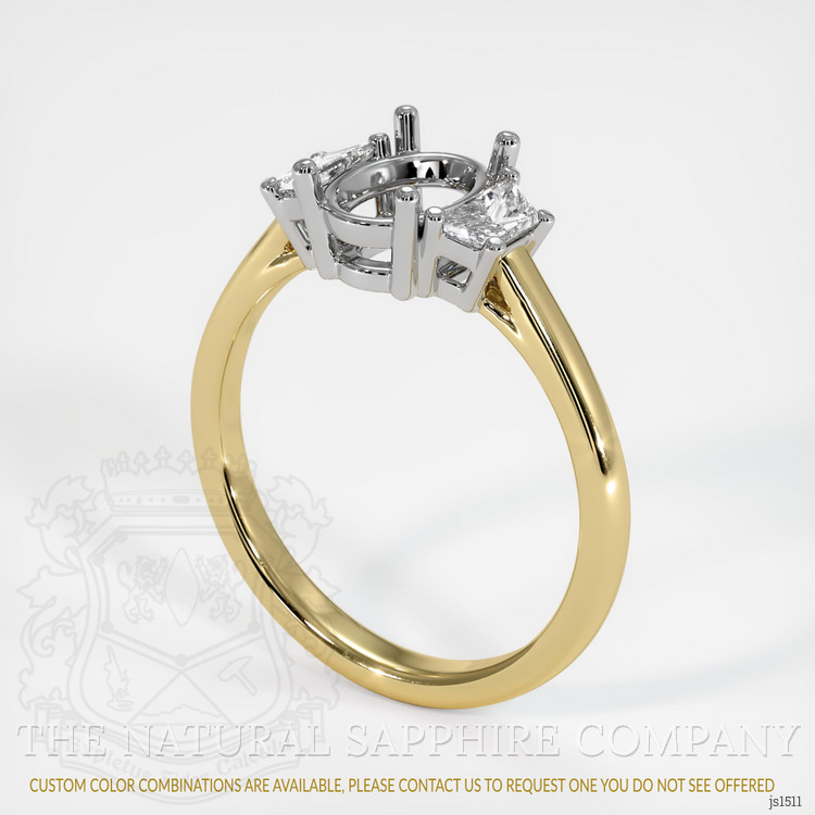 14K White & Yellow Three Stone Ring Setting