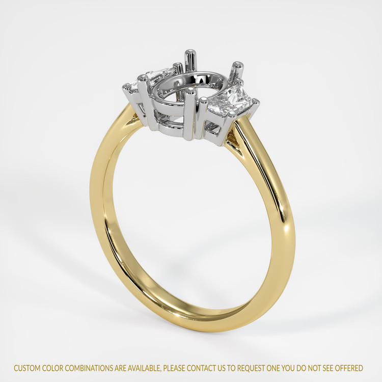 14K White & Yellow Three Stone Ring Setting