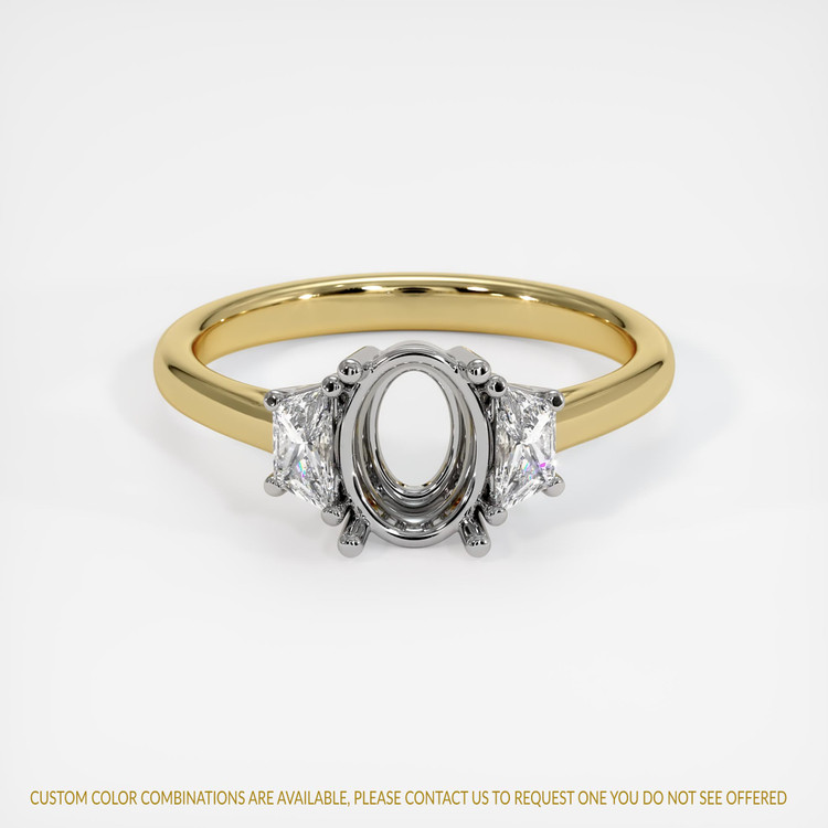 14K White & Yellow Three Stone Ring Setting